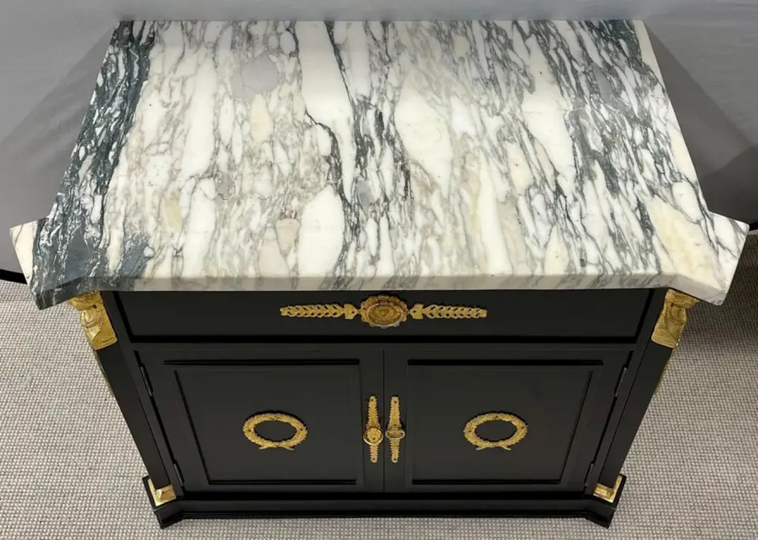 Pair Hollywood Regency Marble Top Nightstands or End Tables - 7