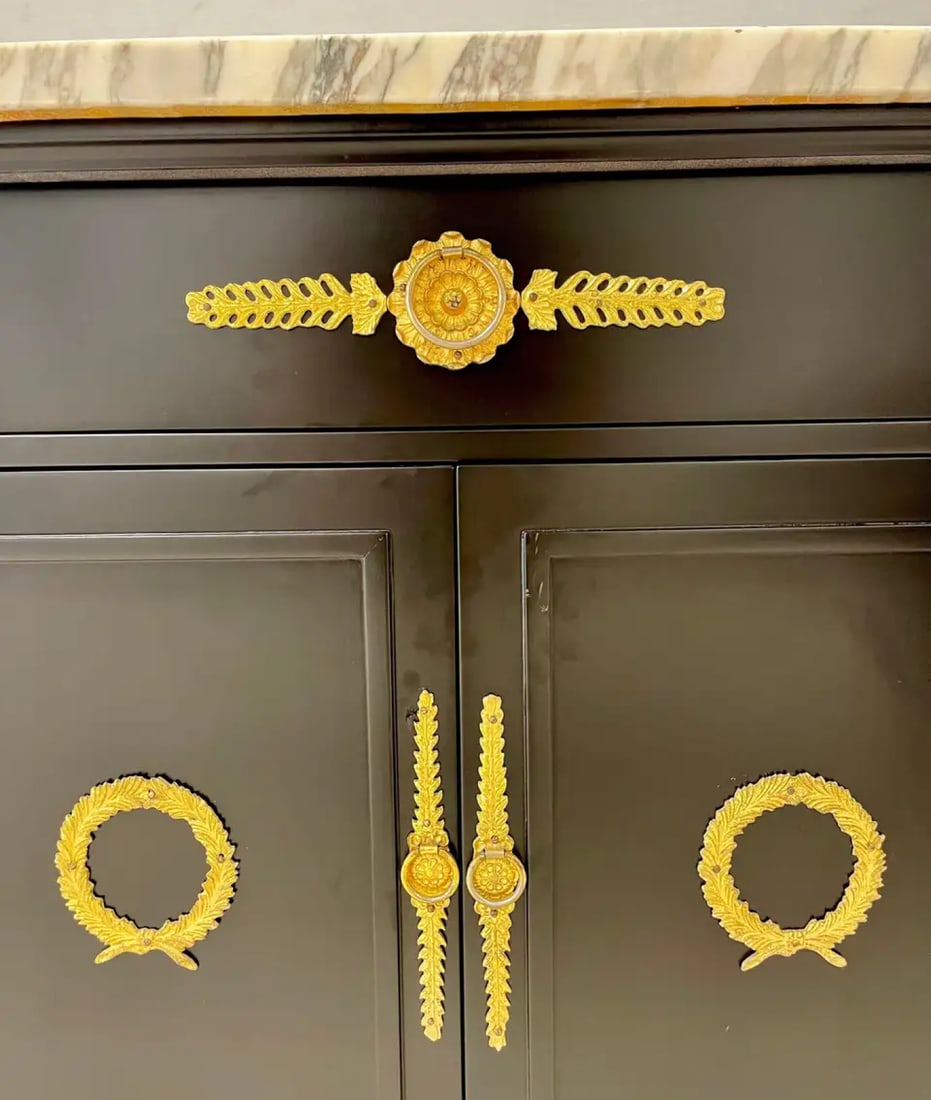 Pair Hollywood Regency Marble Top Nightstands or End Tables - 8