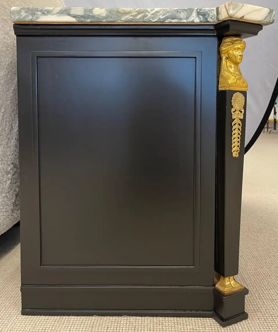 Pair Hollywood Regency Marble Top Nightstands or End Tables - 9