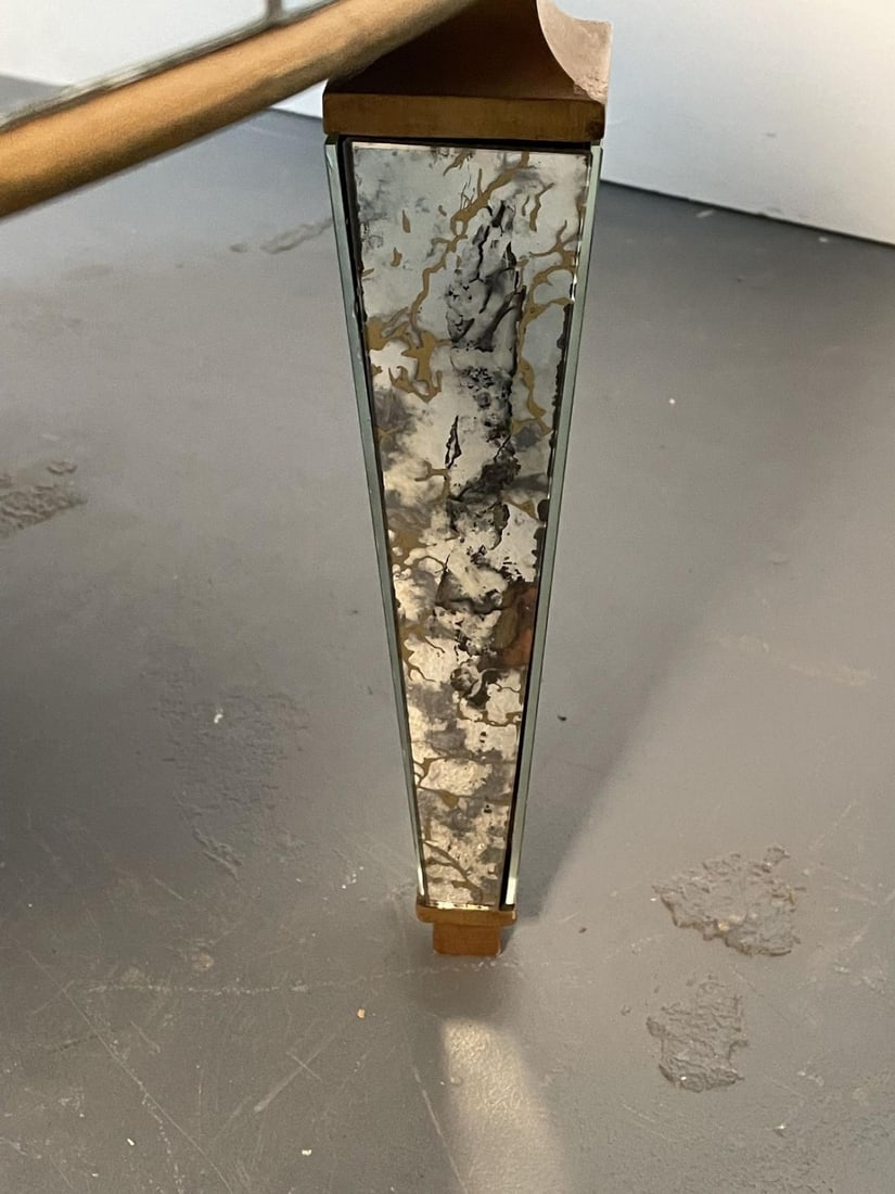 Art Deco Style Mirrored Circular Coffee / Cocktail / Low Table, Distressed - 10