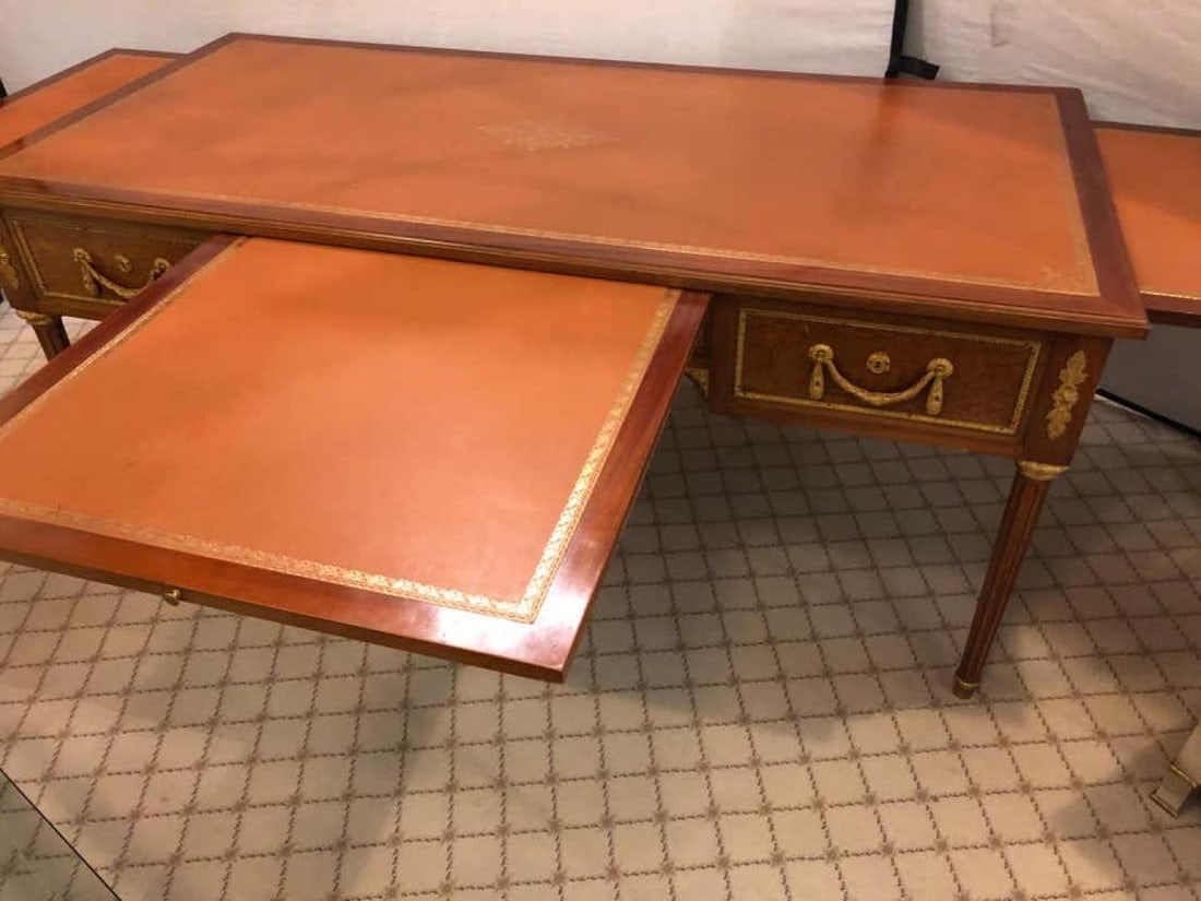 French Tortoise Wood Louis XVI Style Maison Jansen Partners Desk or Bureau Plat - 10