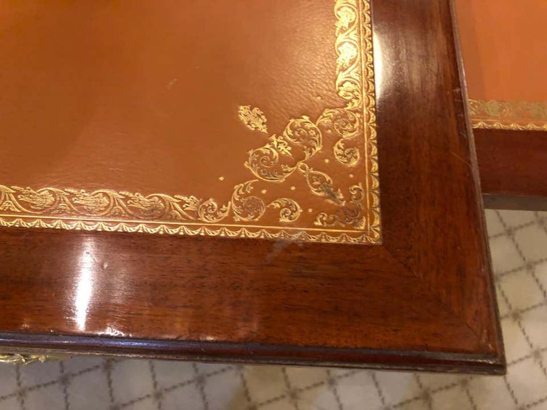 French Tortoise Wood Louis XVI Style Maison Jansen Partners Desk or Bureau Plat - 5