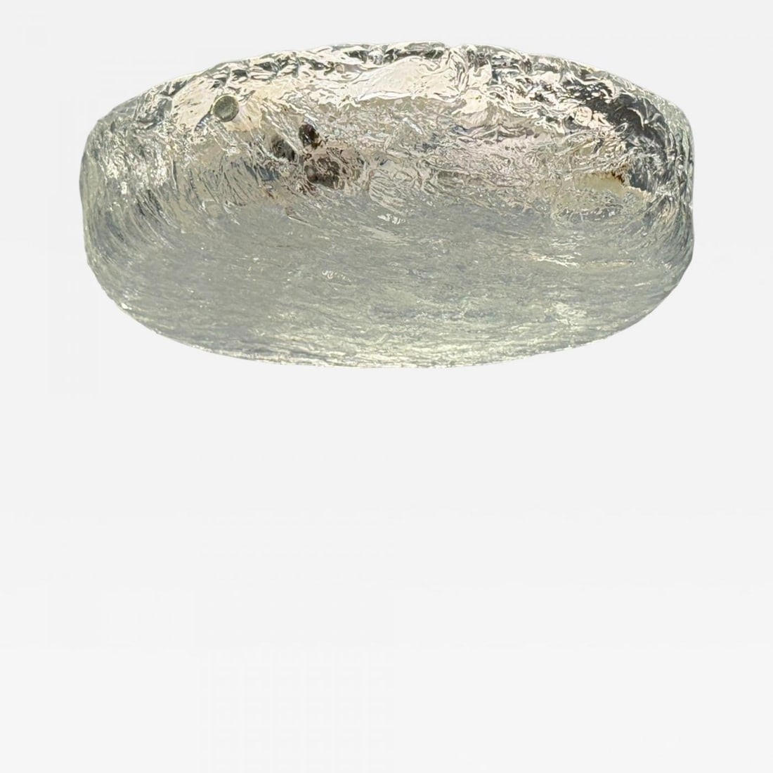 Carl Fagerlund, Textured Glass, Nickel, Flush Mount Fixture, Sweden, 1950s - 2