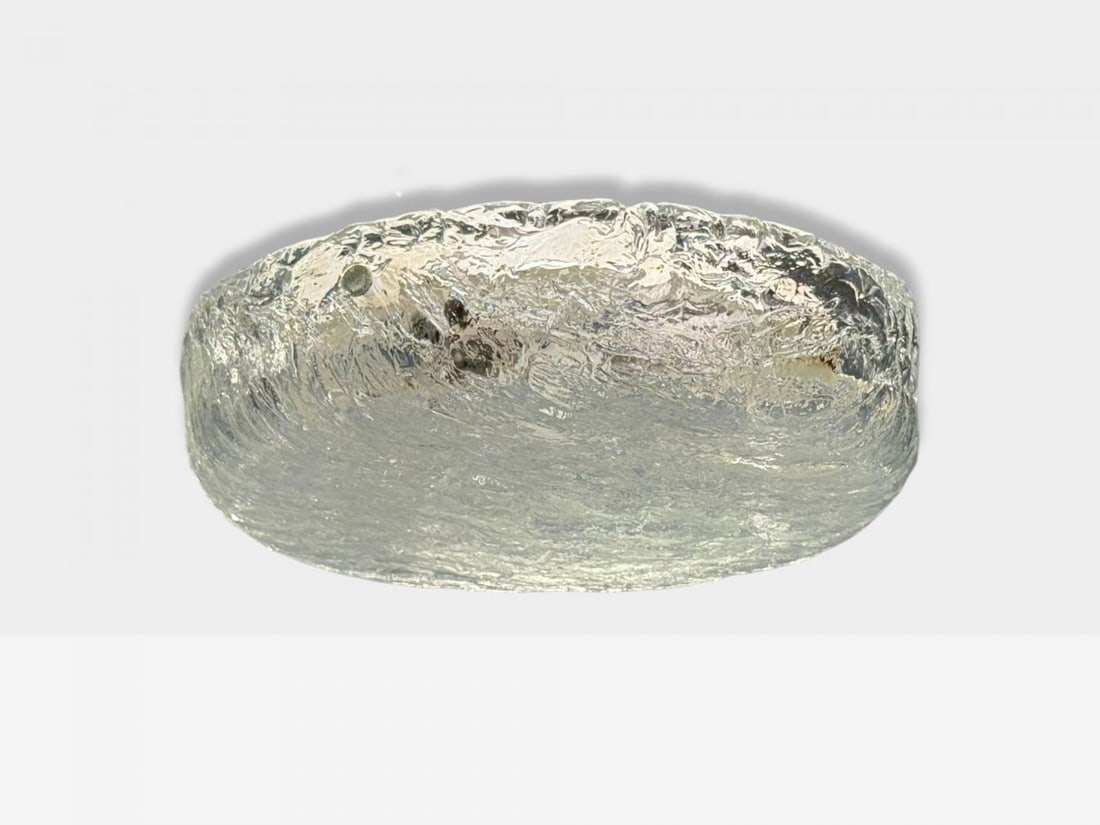 Carl Fagerlund, Textured Glass, Nickel, Flush Mount Fixture, Sweden, 1950s - 3