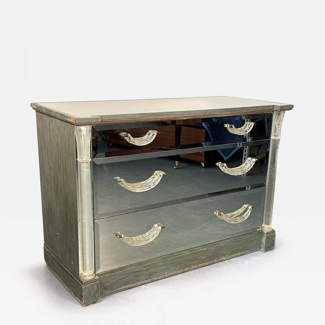 Mid-Century Modern Mirrored Grosfeld House Cabinet / Commode, Glassics, 1930s - 2