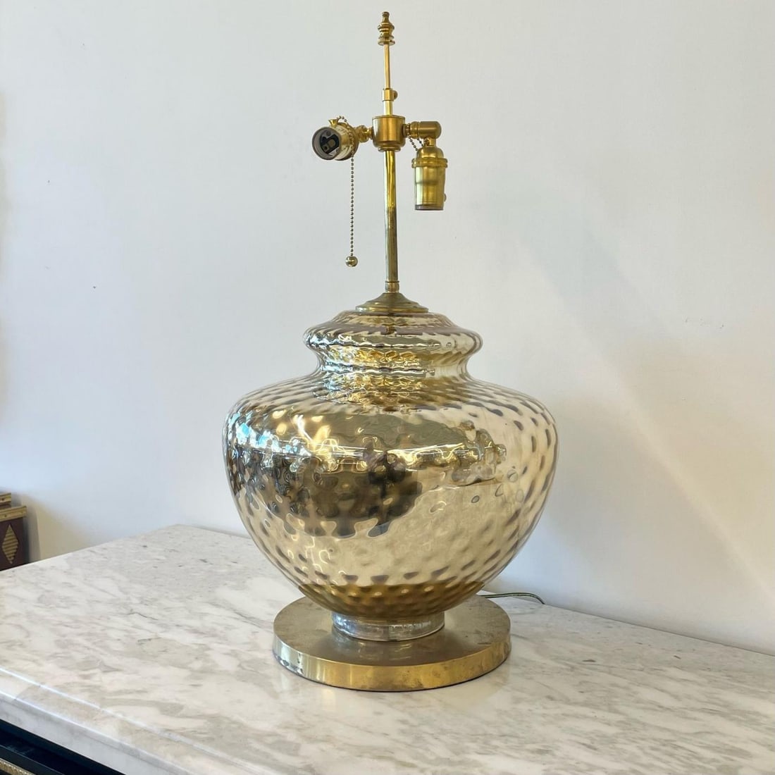 Single Large Mid-Century Modern Table Lamp, Mercury Glass, Brass, Jar, Urn Shape - 4