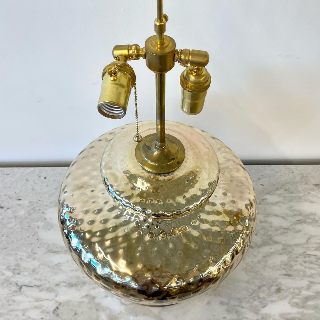 Single Large Mid-Century Modern Table Lamp, Mercury Glass, Brass, Jar, Urn Shape - 6