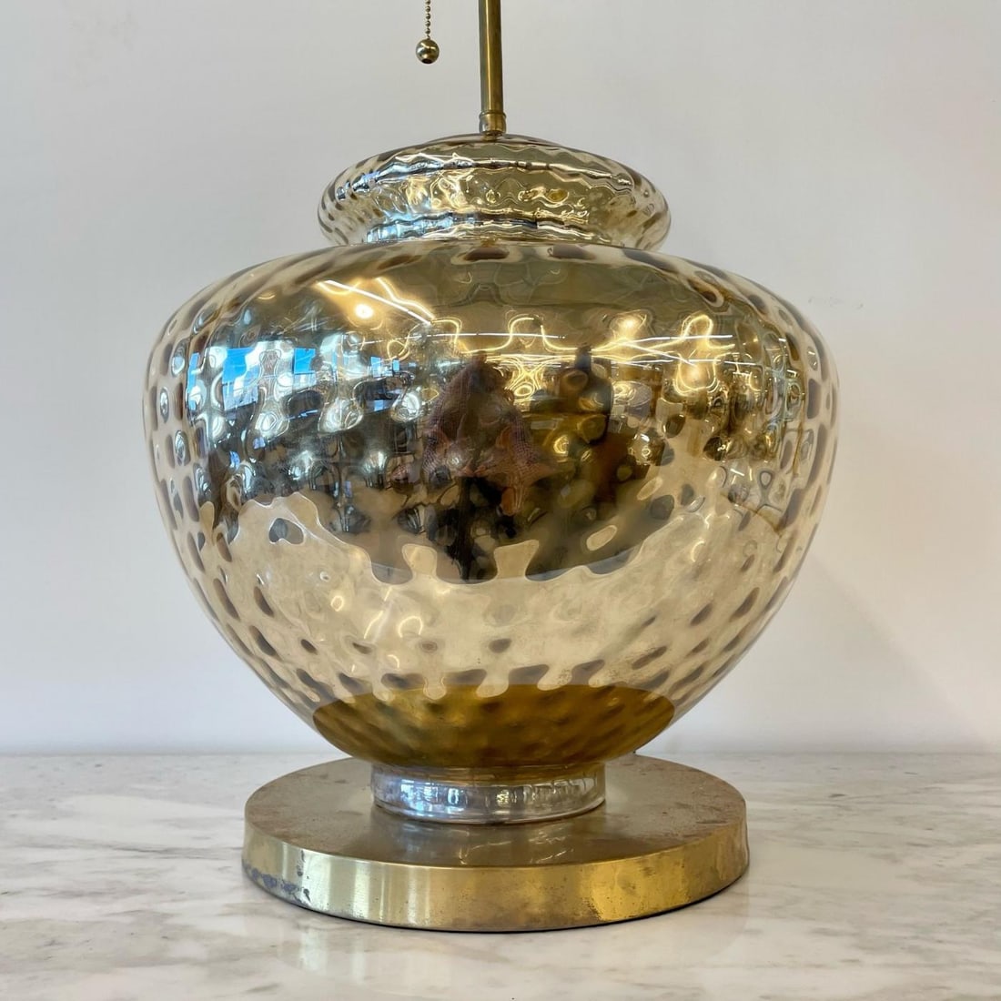 Single Large Mid-Century Modern Table Lamp, Mercury Glass, Brass, Jar, Urn Shape - 7