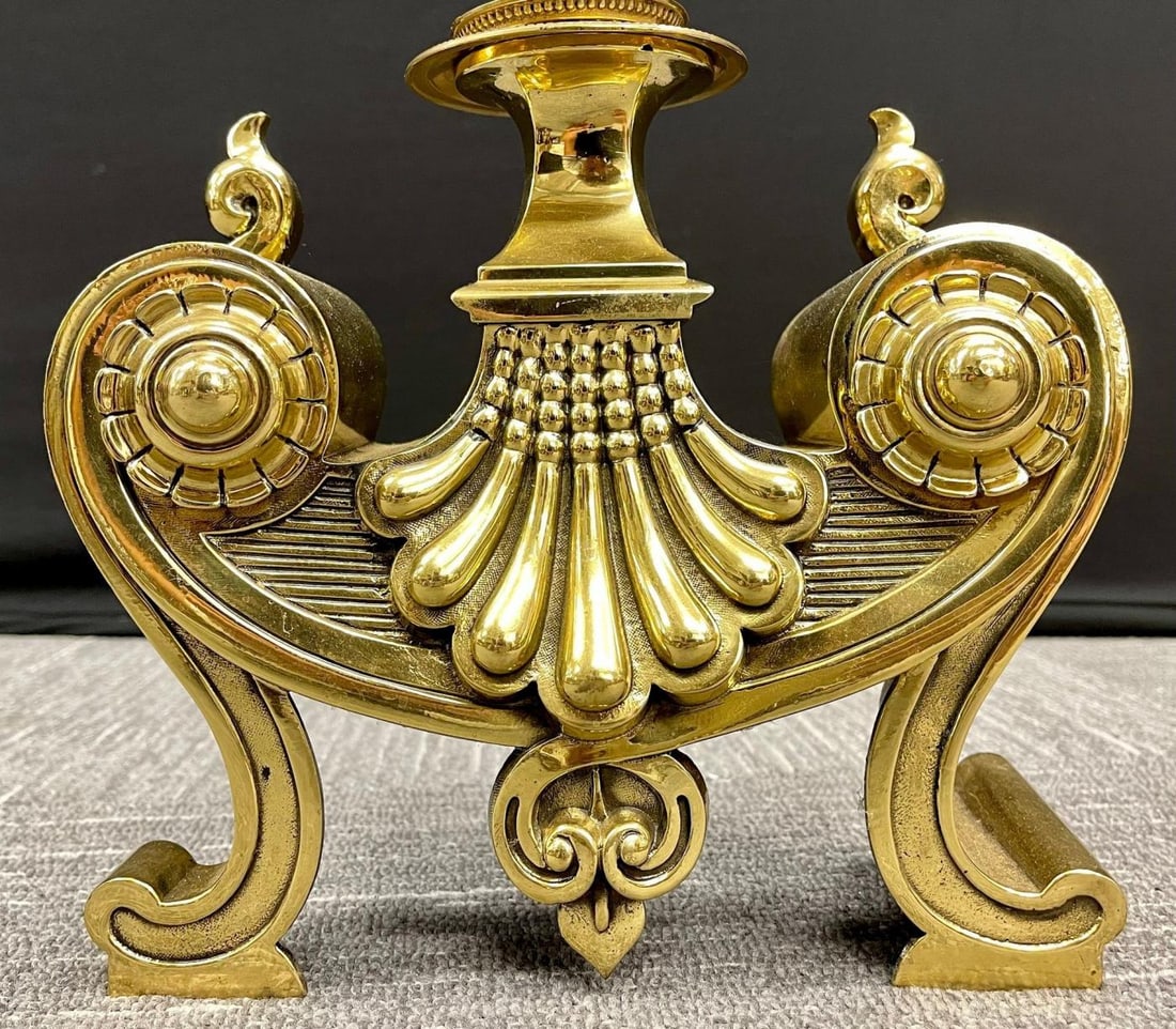 Pair of Bronze Andirons, Large and Impressive - 10