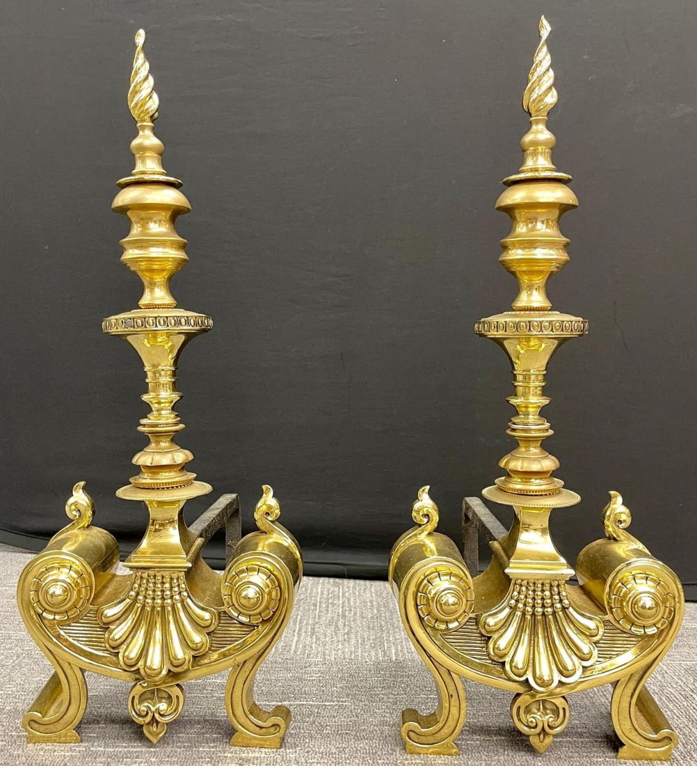 Pair of Bronze Andirons, Large and Impressive - 3