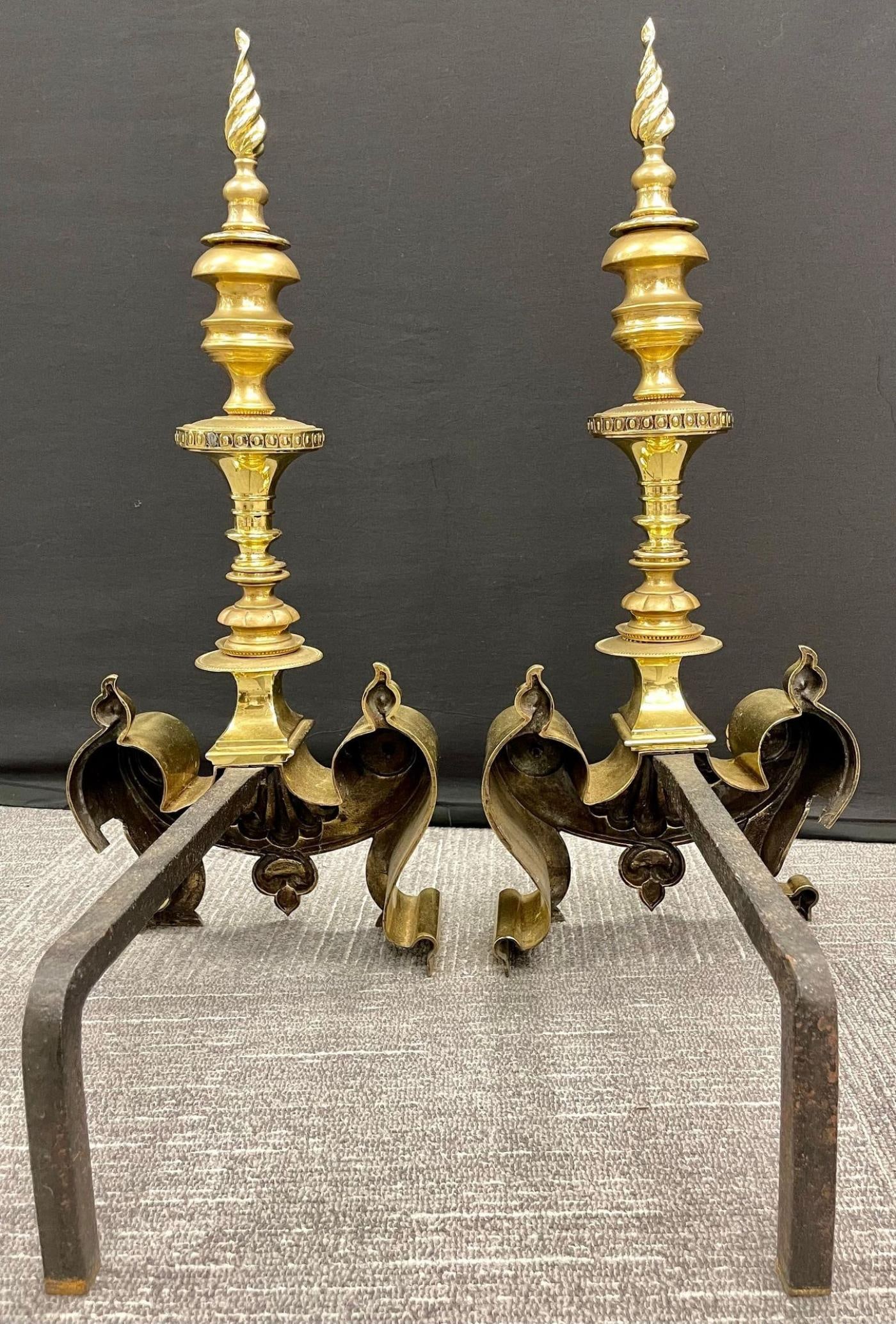 Pair of Bronze Andirons, Large and Impressive - 7