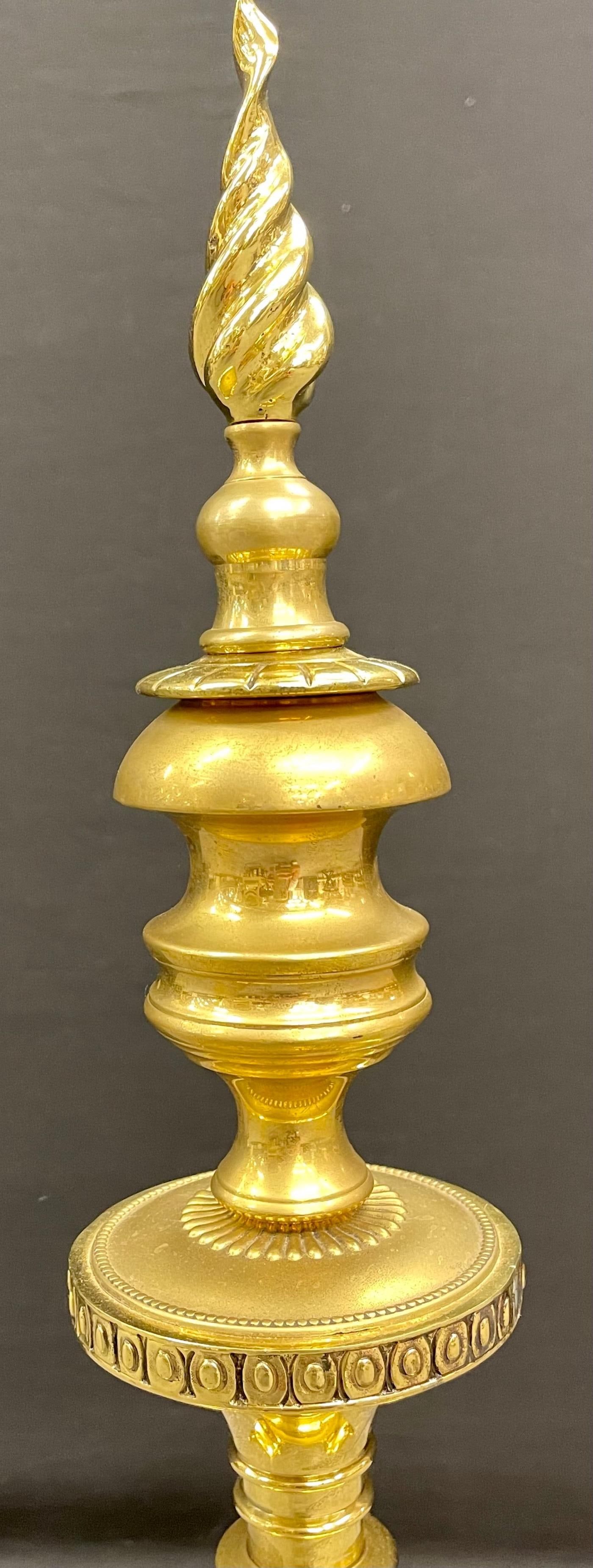 Pair of Bronze Andirons, Large and Impressive - 8