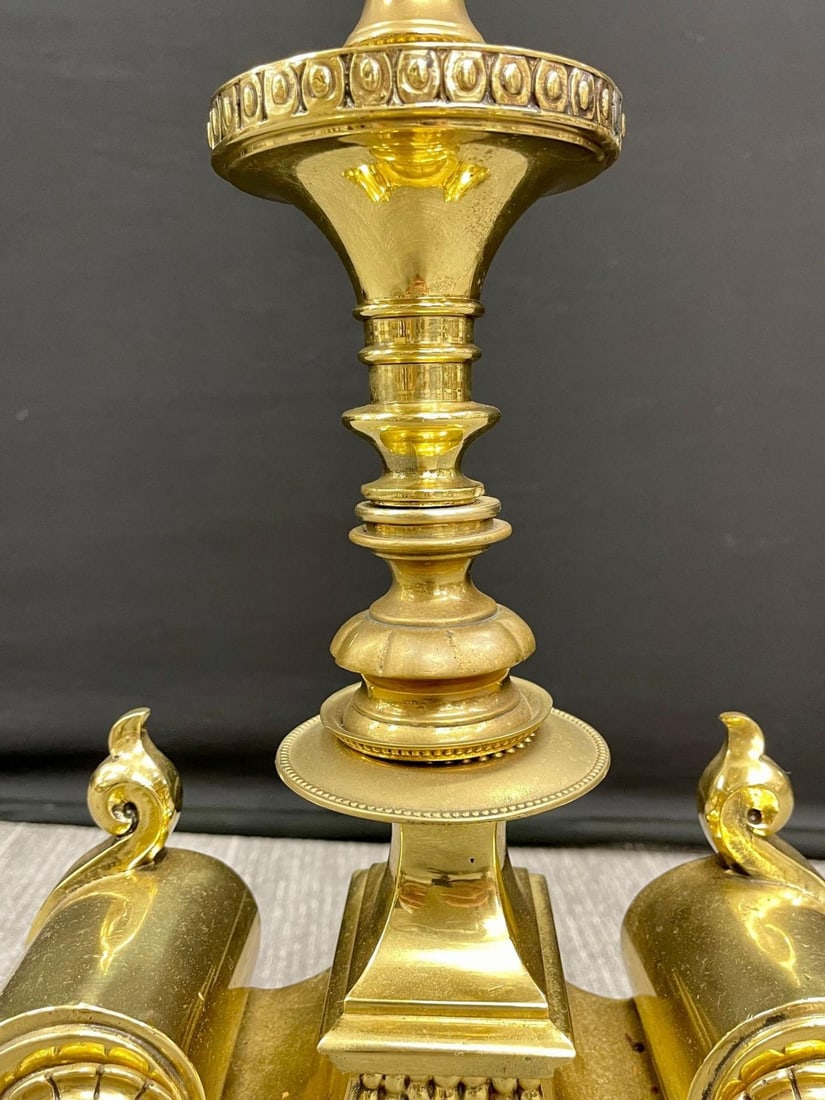 Pair of Bronze Andirons, Large and Impressive - 9