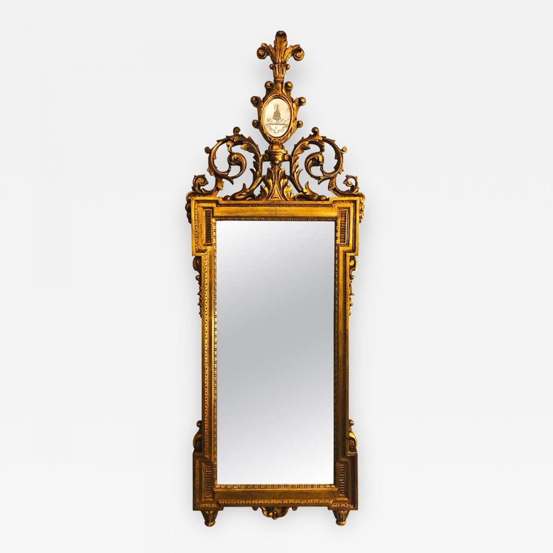 Gilt Carved Wall, Console or Table Mirror with High Open Fleur-de-Lis Pediment (1 of 11)