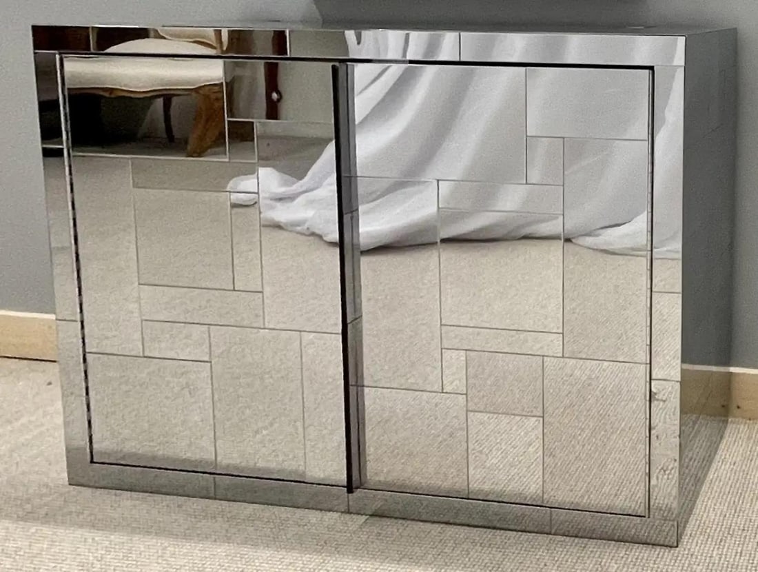 Mid-Century Modern Paul Evans Cityscape Mirrored Cabinet and Mirror, Vanity - 4