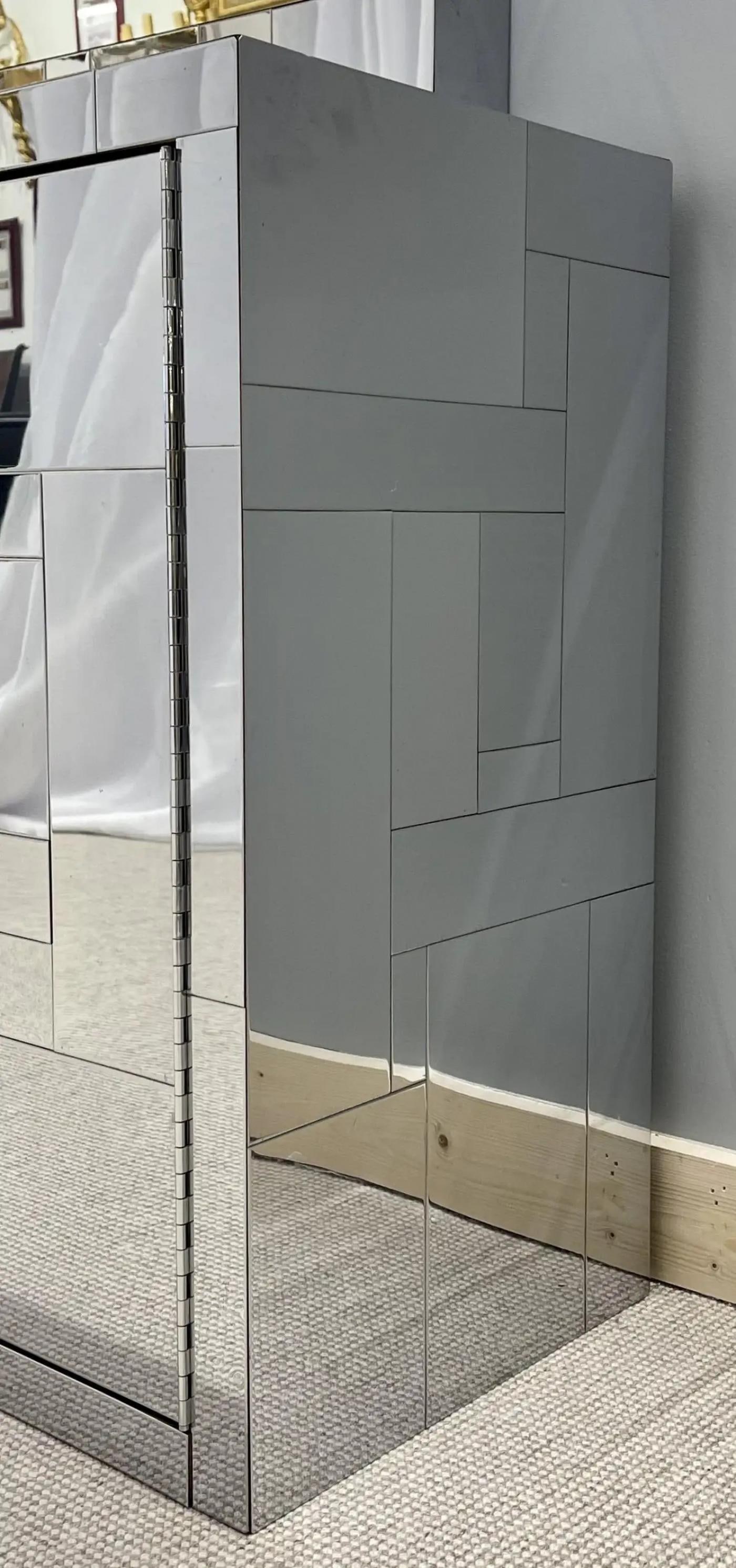 Mid-Century Modern Paul Evans Cityscape Mirrored Cabinet and Mirror, Vanity - 8