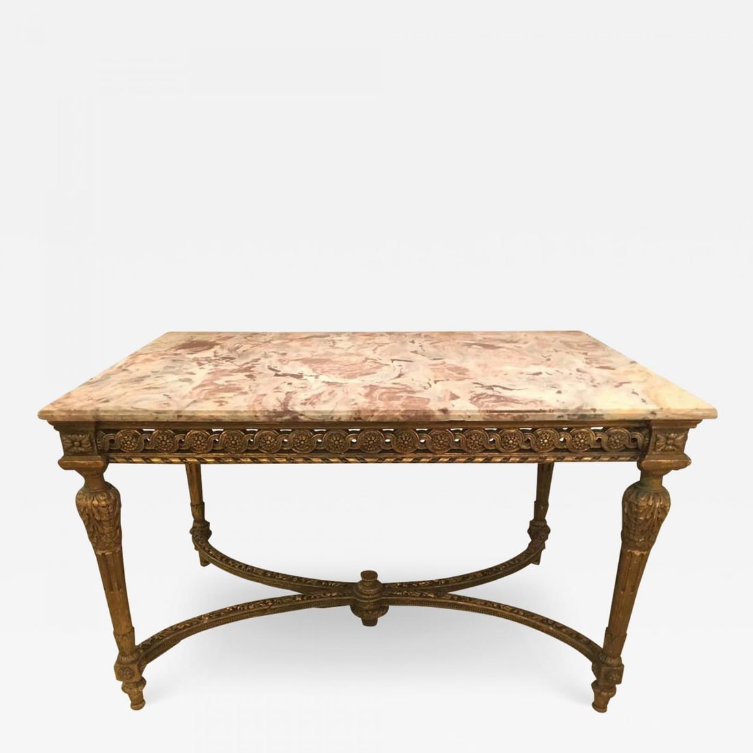 Center Table or Console Louis XVI Jansen Style Stunning Marble Top Gilt Base (1 of 11)