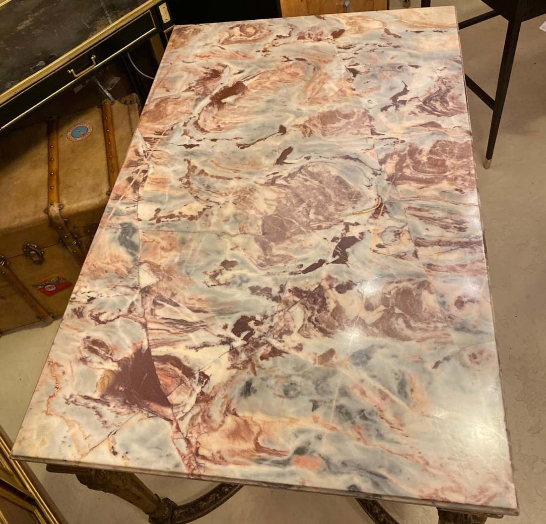 Center Table or Console Louis XVI Jansen Style Stunning Marble Top Gilt Base - 5
