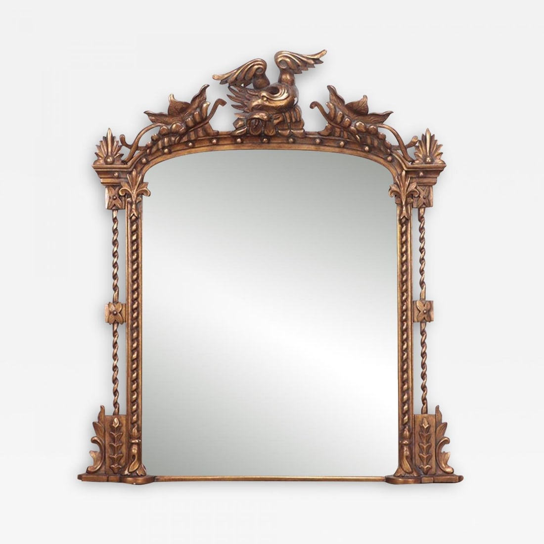 Federal Style Carved Giltwood Wall / Console / Pier Mirror, Over Mantle ,1900s - 2