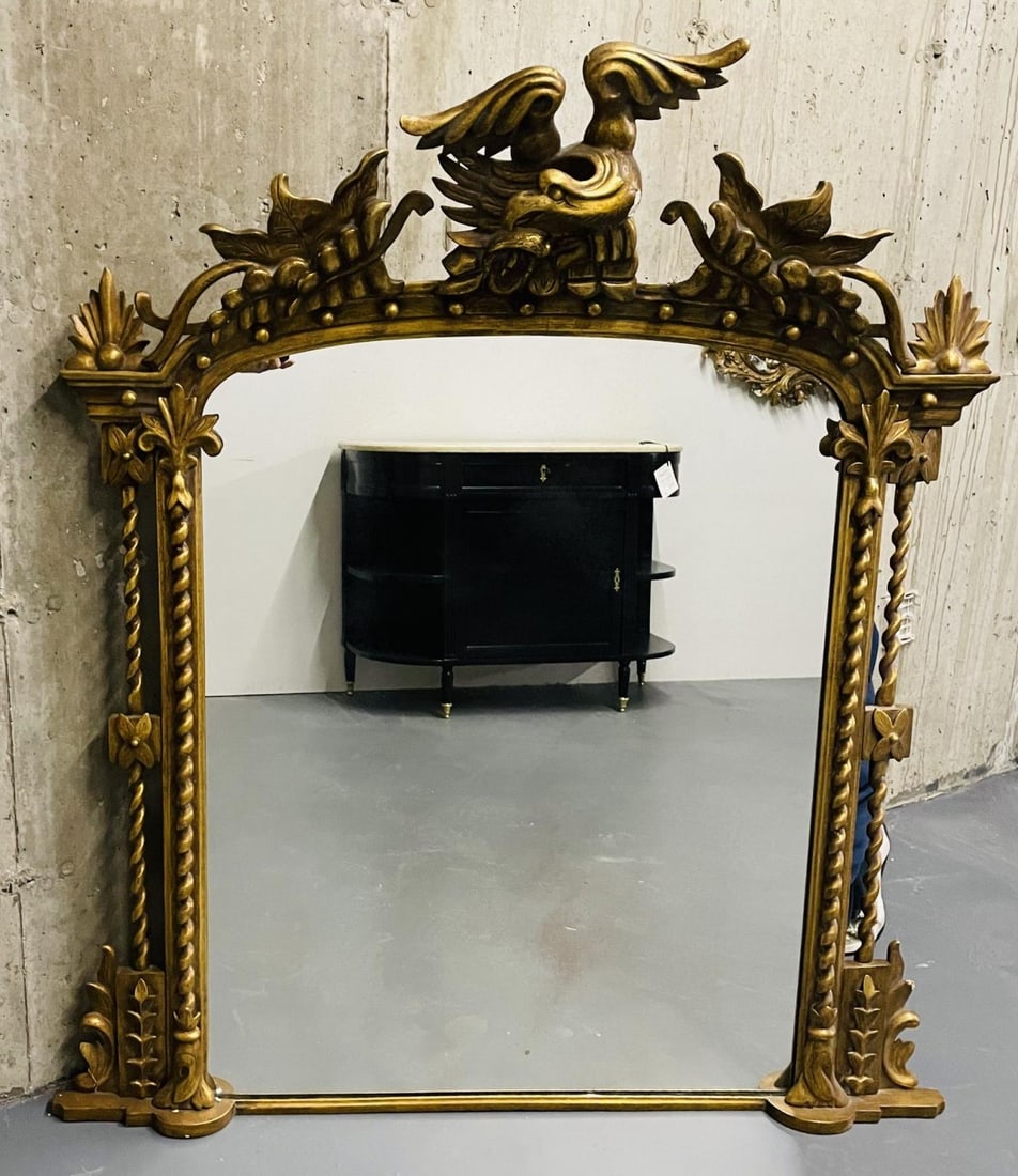Federal Style Carved Giltwood Wall / Console / Pier Mirror, Over Mantle ,1900s - 3