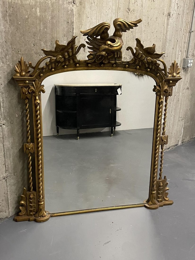 Federal Style Carved Giltwood Wall / Console / Pier Mirror, Over Mantle ,1900s - 5