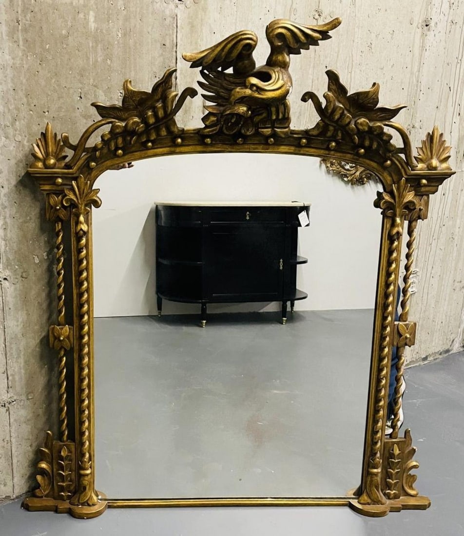Federal Style Carved Giltwood Wall / Console / Pier Mirror, Over Mantle ,1900s - 8