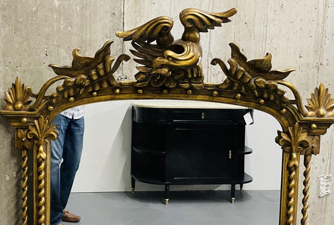 Federal Style Carved Giltwood Wall / Console / Pier Mirror, Over Mantle ,1900s - 9