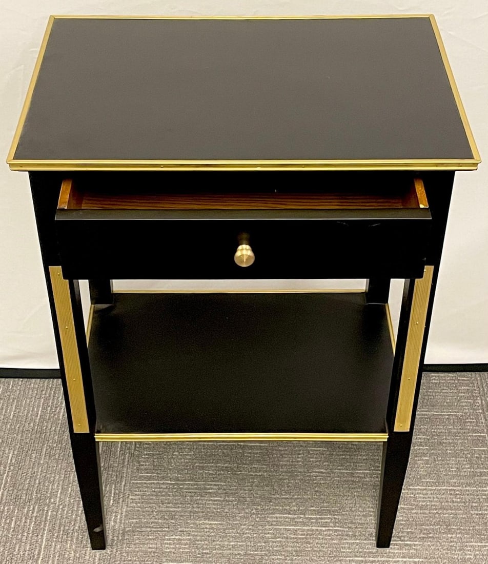 Pair of Russian Neoclassical Style Ebony Finish One Drawer Stands or End Tables - 8