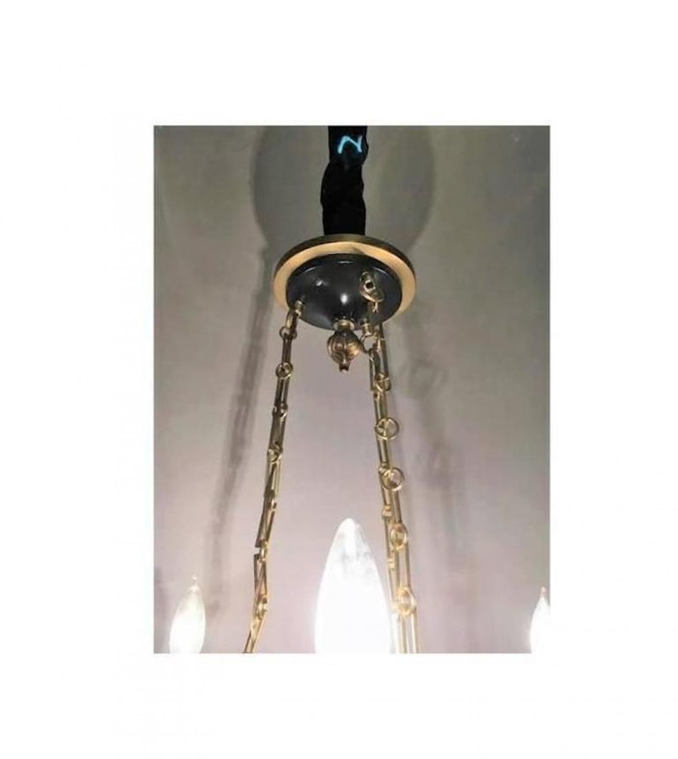 Regency Style Six-Arm Bronze Swan Decorated Chandelier - 4