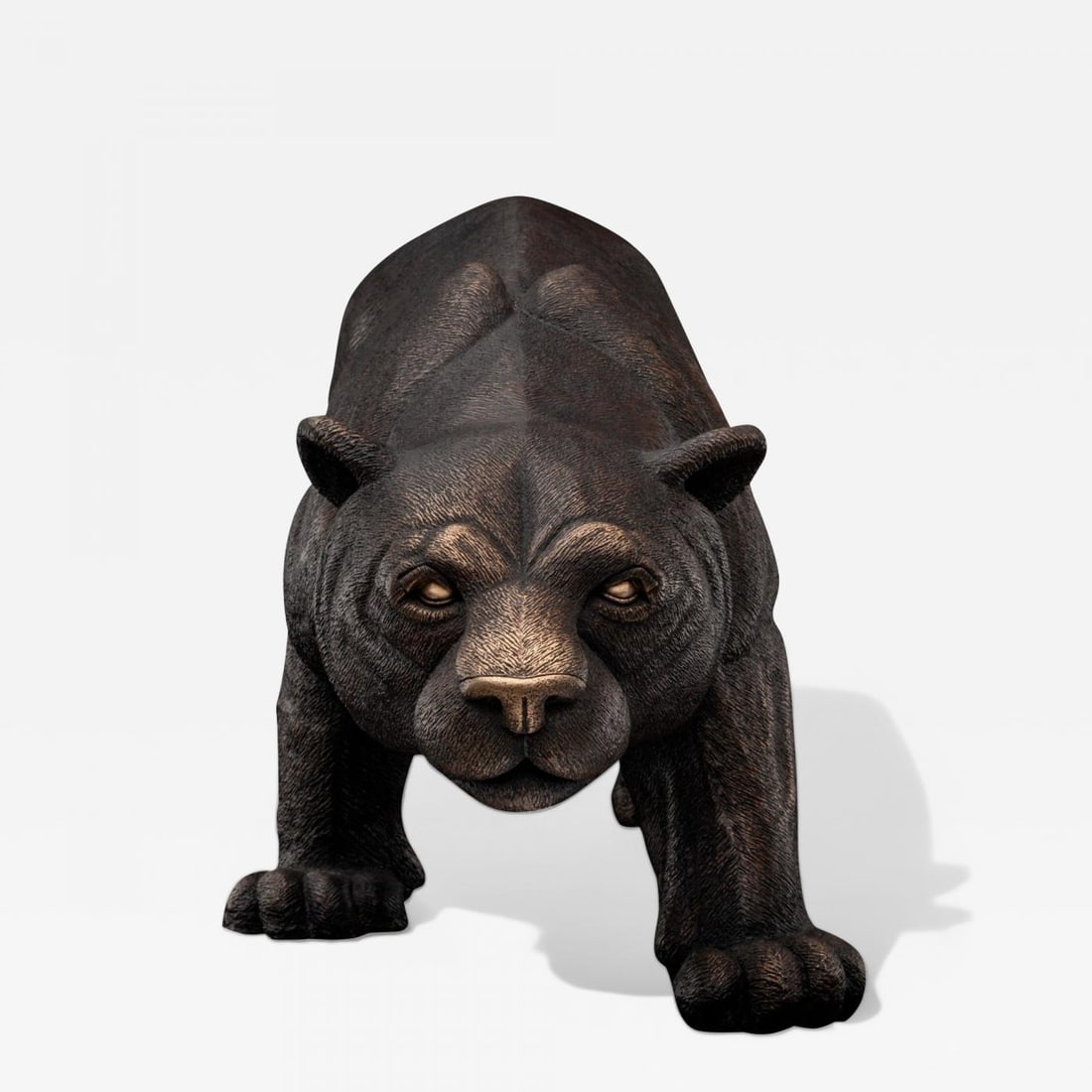 Modern Black Panther Sculpture, Hot Cast Bronze, American, 21st C. - 2