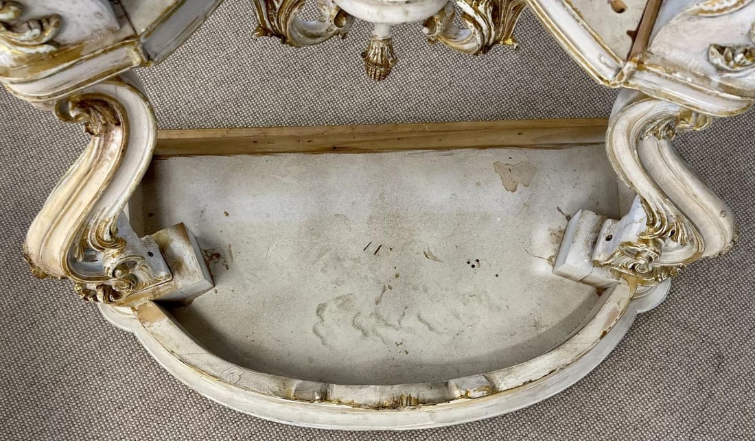 Pair of Italian Parcel Paint and Gilt Decorated Faux Marble-Top Console Tables - 10