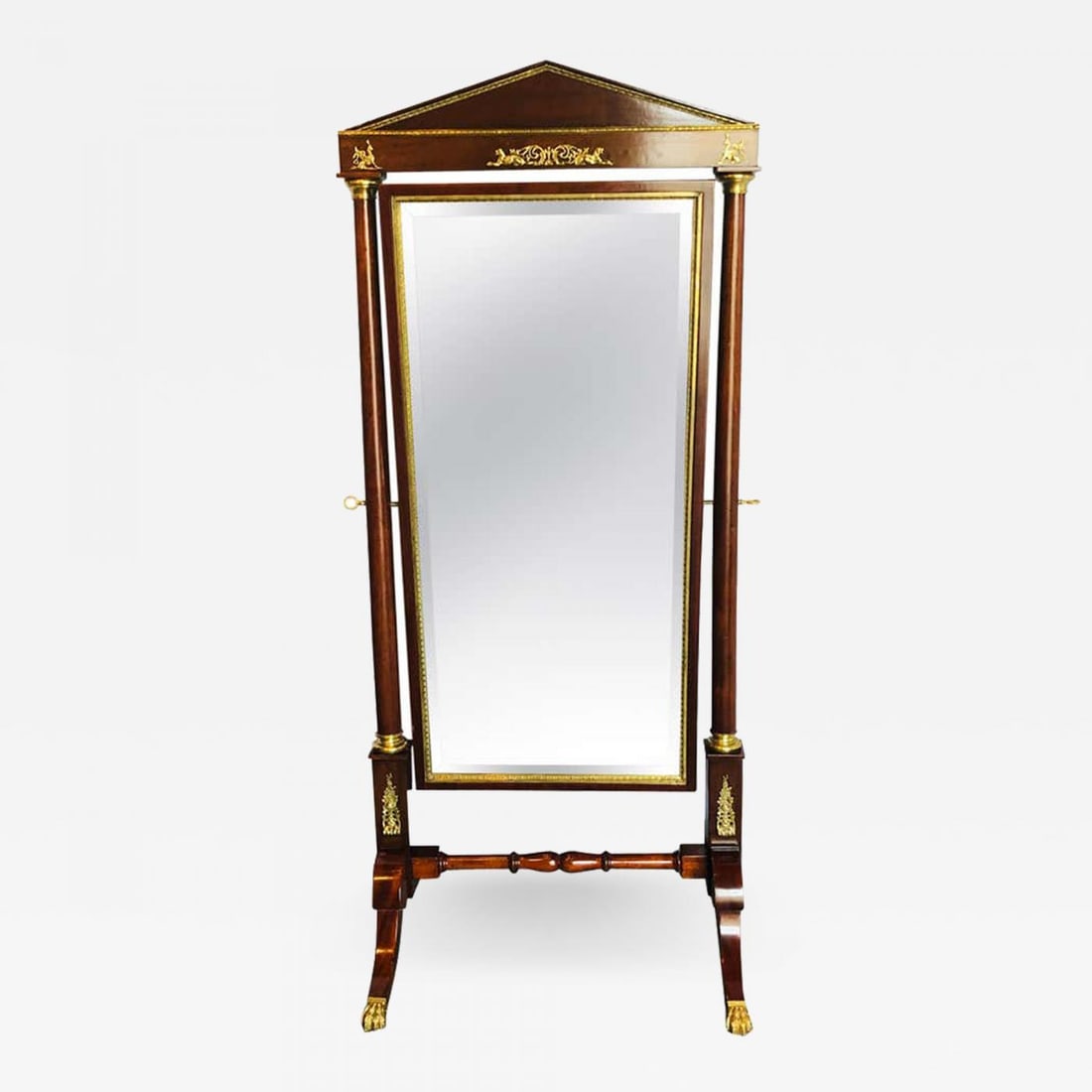 Empire Cheval Floor Full Length Mirror with Bronze Mounts, 19th-20th Century - 2