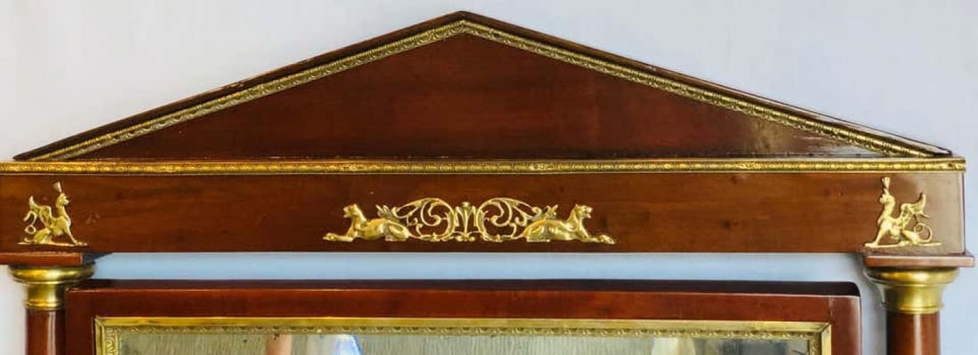 Empire Cheval Floor Full Length Mirror with Bronze Mounts, 19th-20th Century - 3