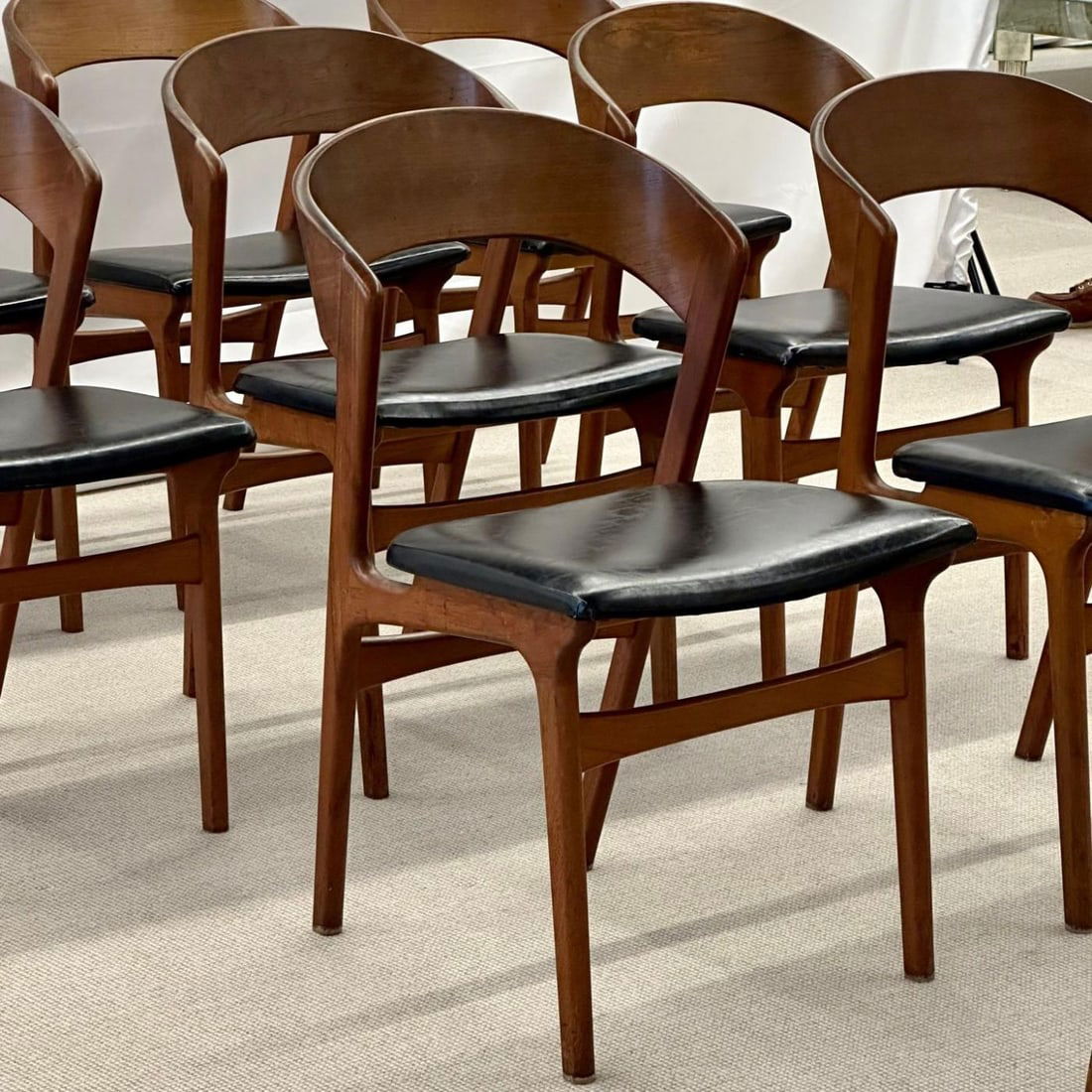 Set of Ten Kai Kristiansen Style Mid-Century Modern Dining / Side Chairs, Danish - 7