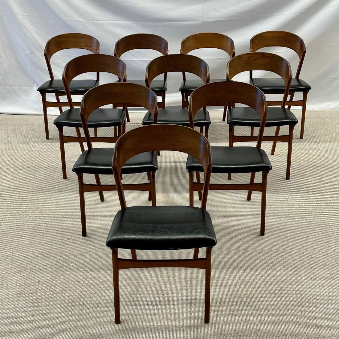 Set of Ten Kai Kristiansen Style Mid-Century Modern Dining / Side Chairs, Danish - 8