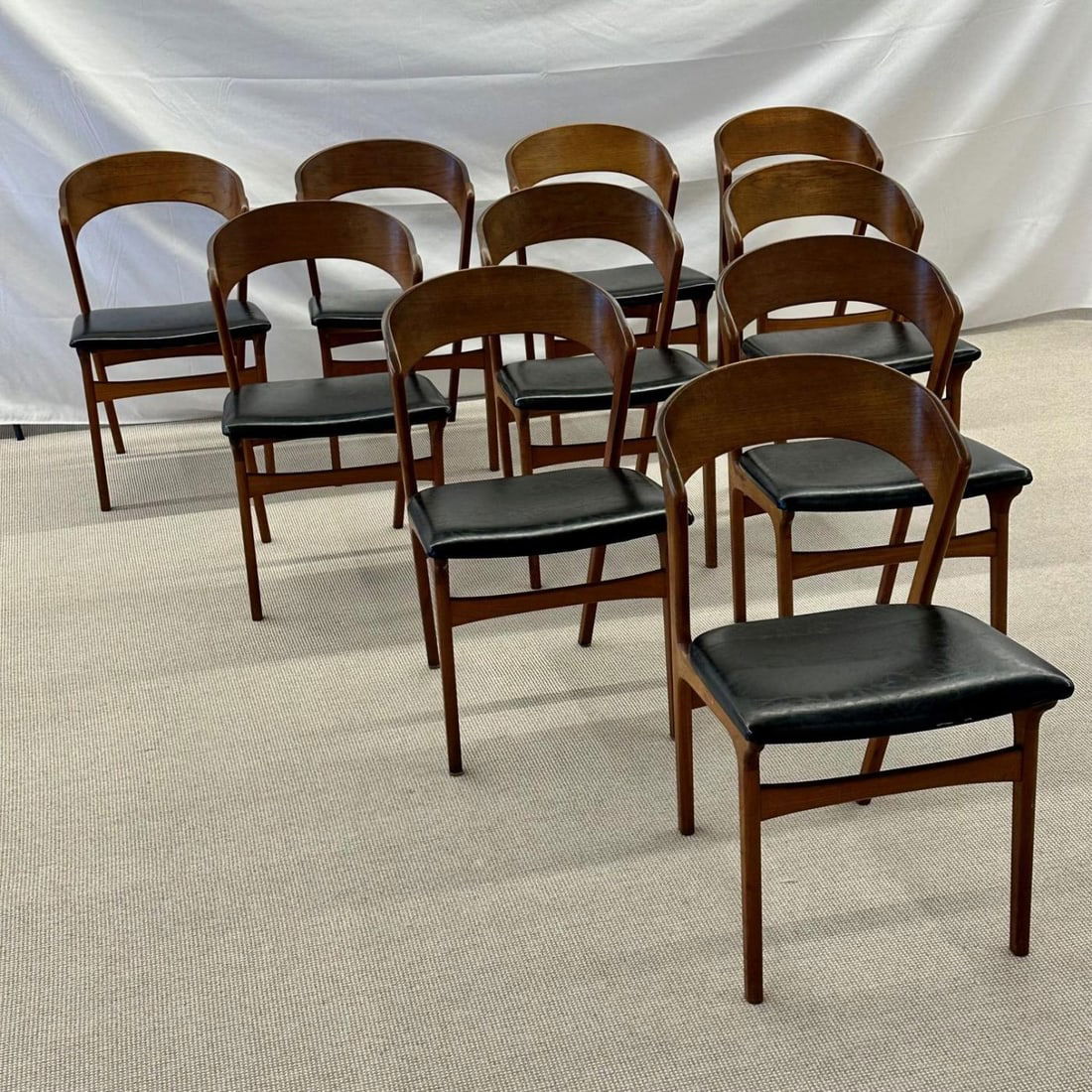 Set of Ten Kai Kristiansen Style Mid-Century Modern Dining / Side Chairs, Danish - 9