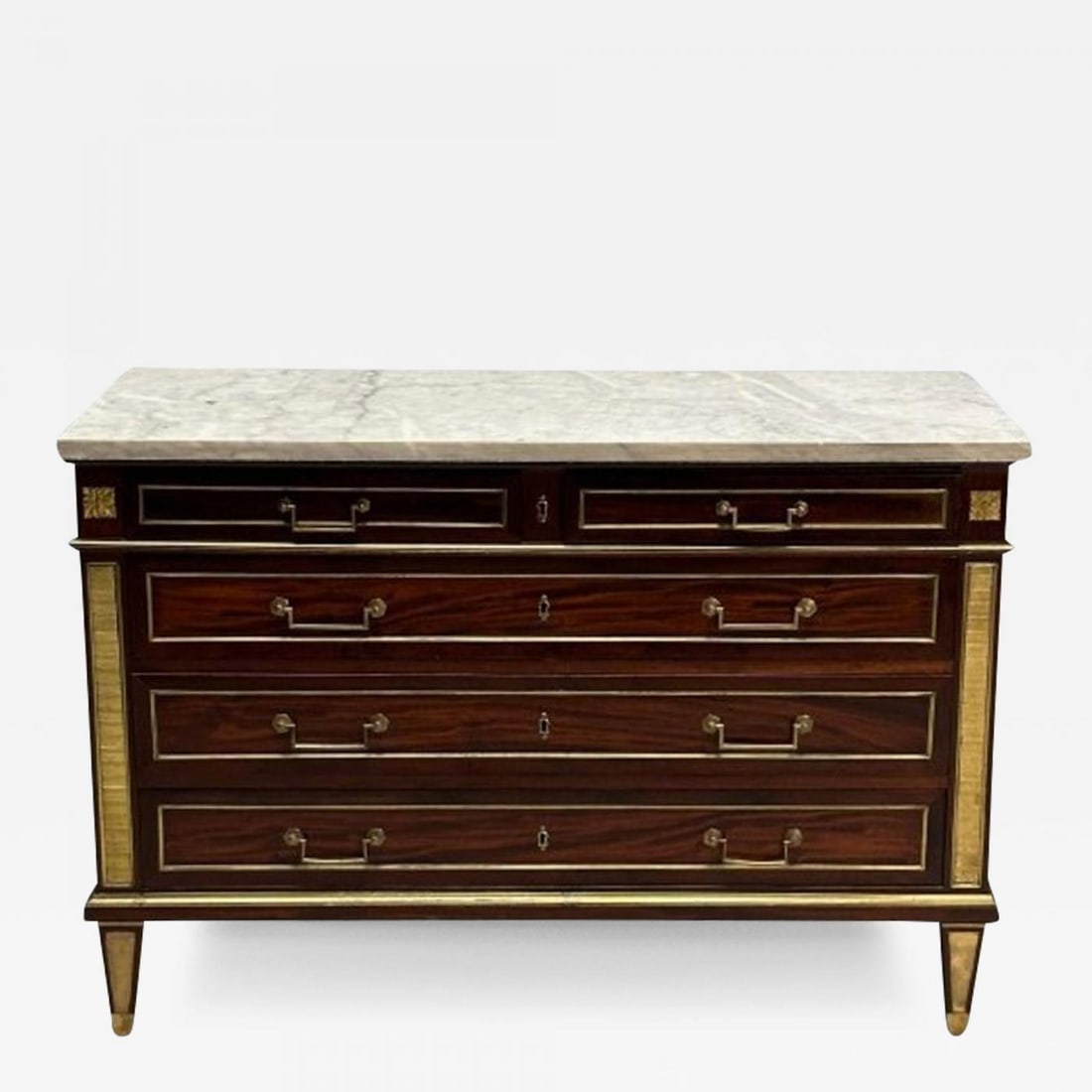 Russian Neoclassical, Louis XVI, Commode, Mahogany, Marble, France, 19th Century - 2