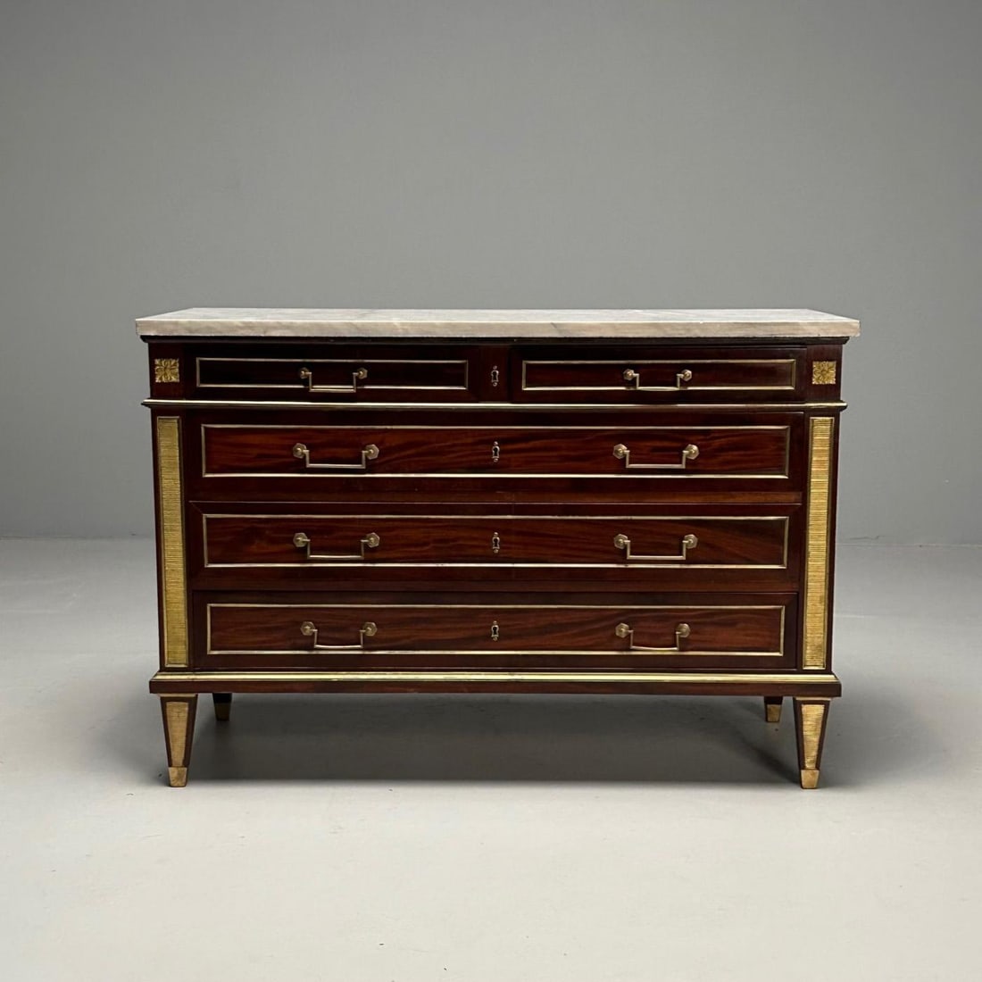 Russian Neoclassical, Louis XVI, Commode, Mahogany, Marble, France, 19th Century - 5