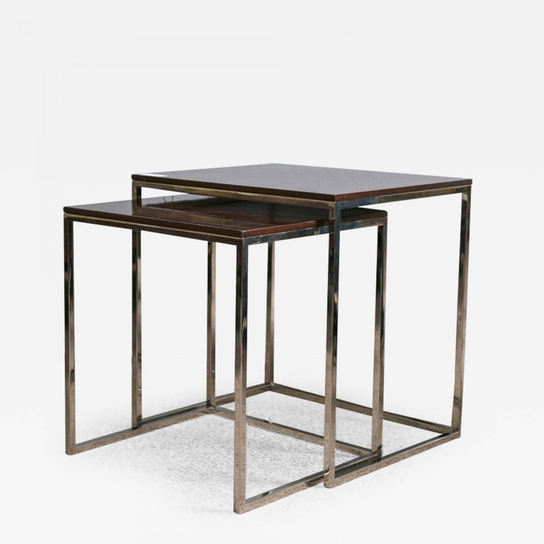 Brook Street Nesting Tables Cote D'Azur Finish Mahogany Polished Steel Legs (1 of 7)