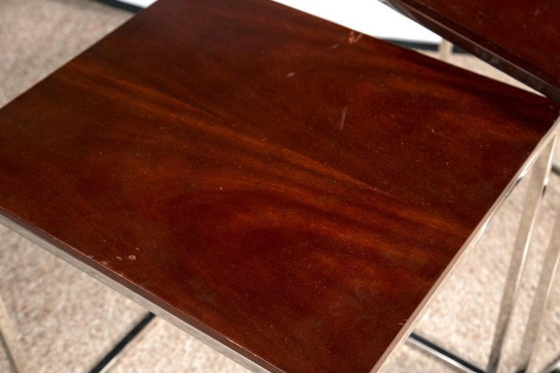 Brook Street Nesting Tables Cote D'Azur Finish Mahogany Polished Steel Legs - 5