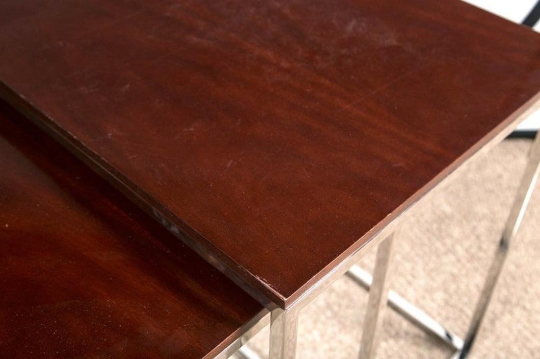 Brook Street Nesting Tables Cote D'Azur Finish Mahogany Polished Steel Legs - 6