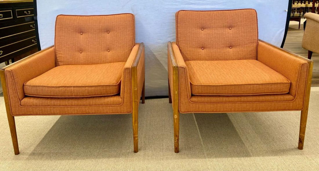 Pair of Mid-Century Modern Lounge Chairs, American, Walnut, 1960s - 8