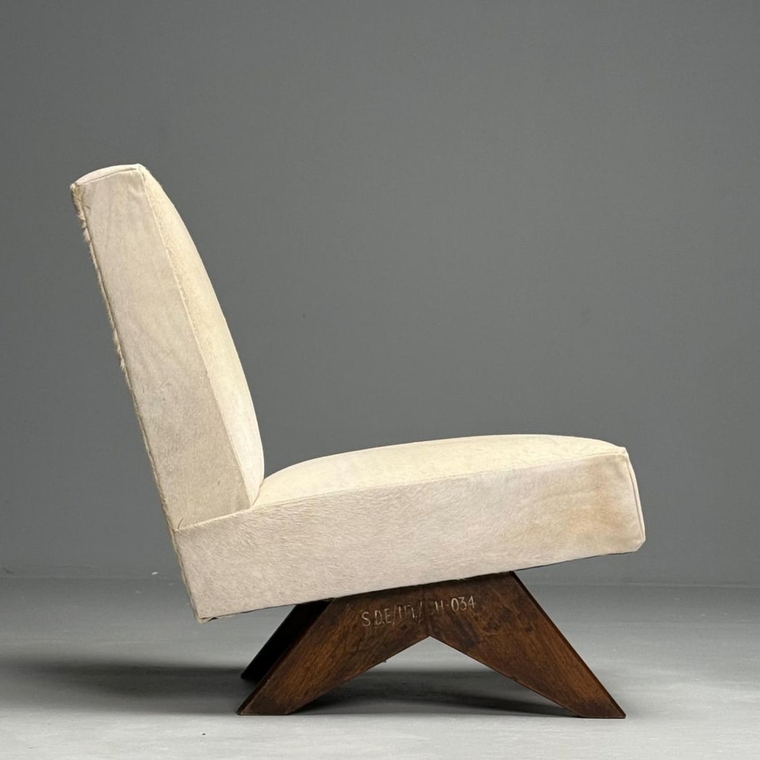 Pierre Jeanneret, French Mid-Century Modern, Slipper Chairs, White Cowhide, Teak - 7