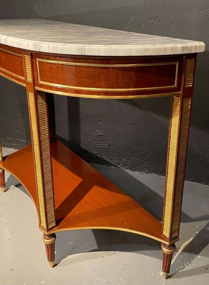 Pair of Russian Neoclassical Consoles / Sofa Table or Sideboard, Demilune - 11