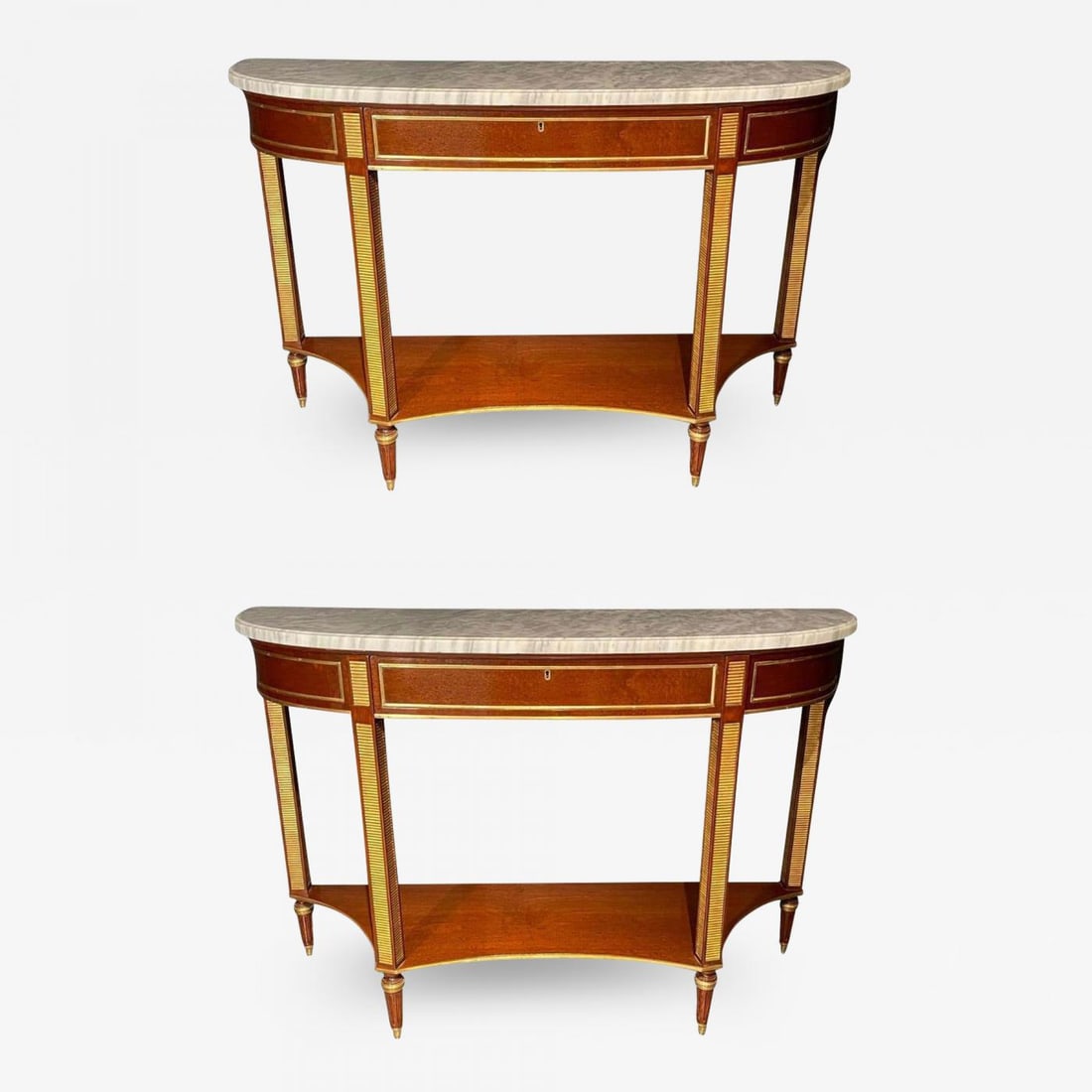 Pair of Russian Neoclassical Consoles / Sofa Table or Sideboard, Demilune - 2