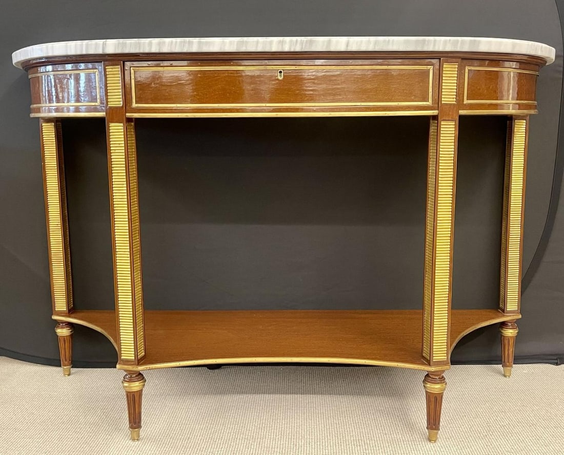 Pair of Russian Neoclassical Consoles / Sofa Table or Sideboard, Demilune - 4