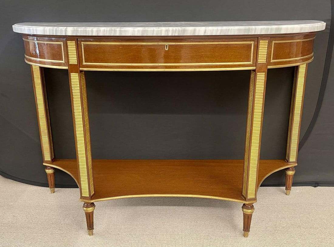 Pair of Russian Neoclassical Consoles / Sofa Table or Sideboard, Demilune - 6
