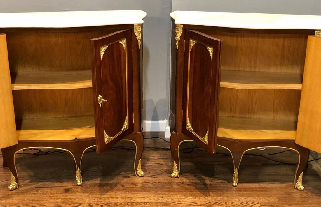 Pair of Louis XV Style Cabinets Commodes or Nightstands - 3