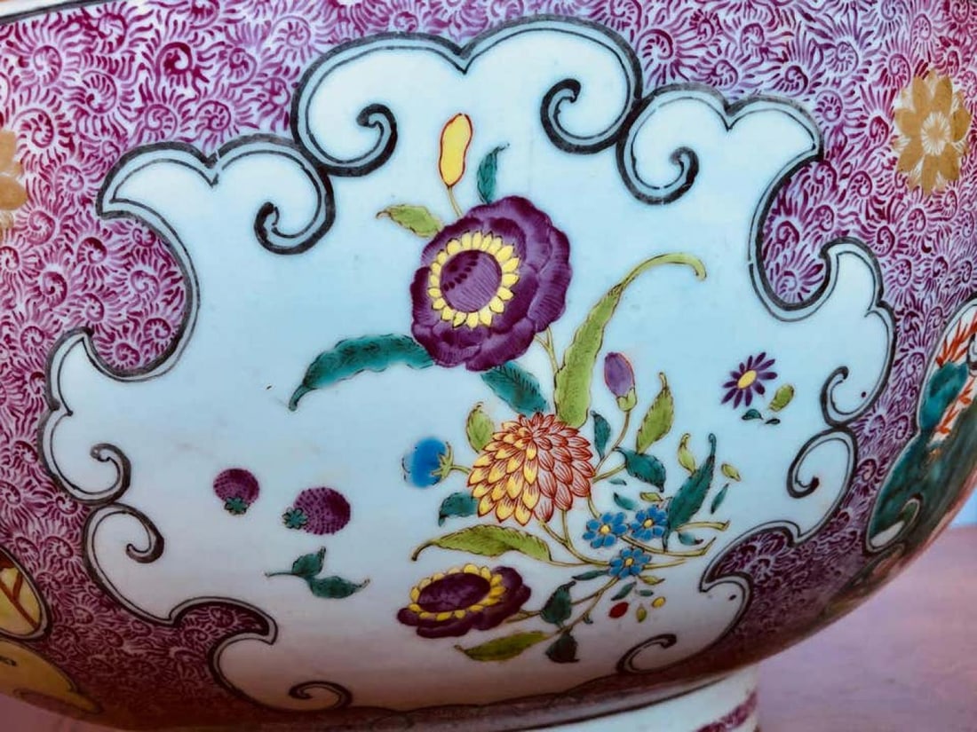 19th Century Famille Rose Chinese Export Punch, Koi Decorated - 7