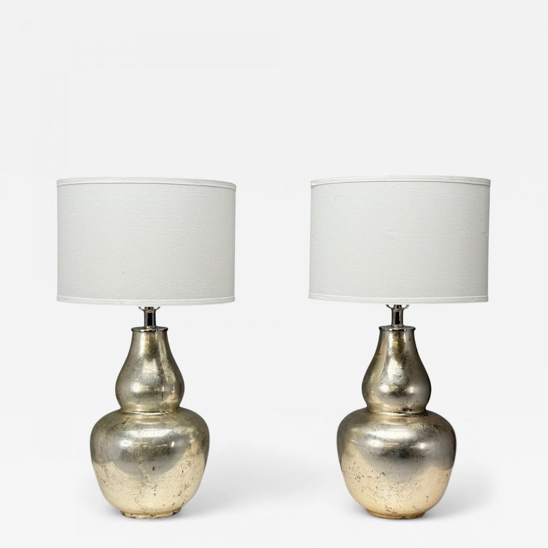 American Modern, Mercury Glass, Fabric, Table Lamps, USA, 1950s - 2